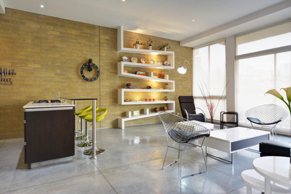 Kitchen Counter and Living Room