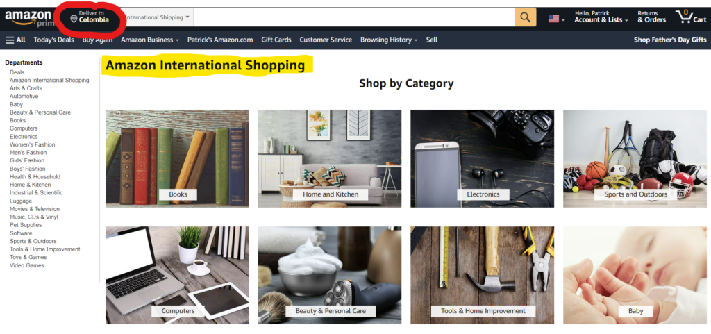 Filter to Amazon International Shopping