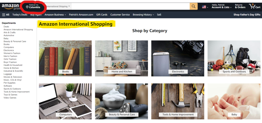 Filter to Amazon International Shopping
